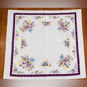 Vintage Floral Wheelbarrow Tablecloth